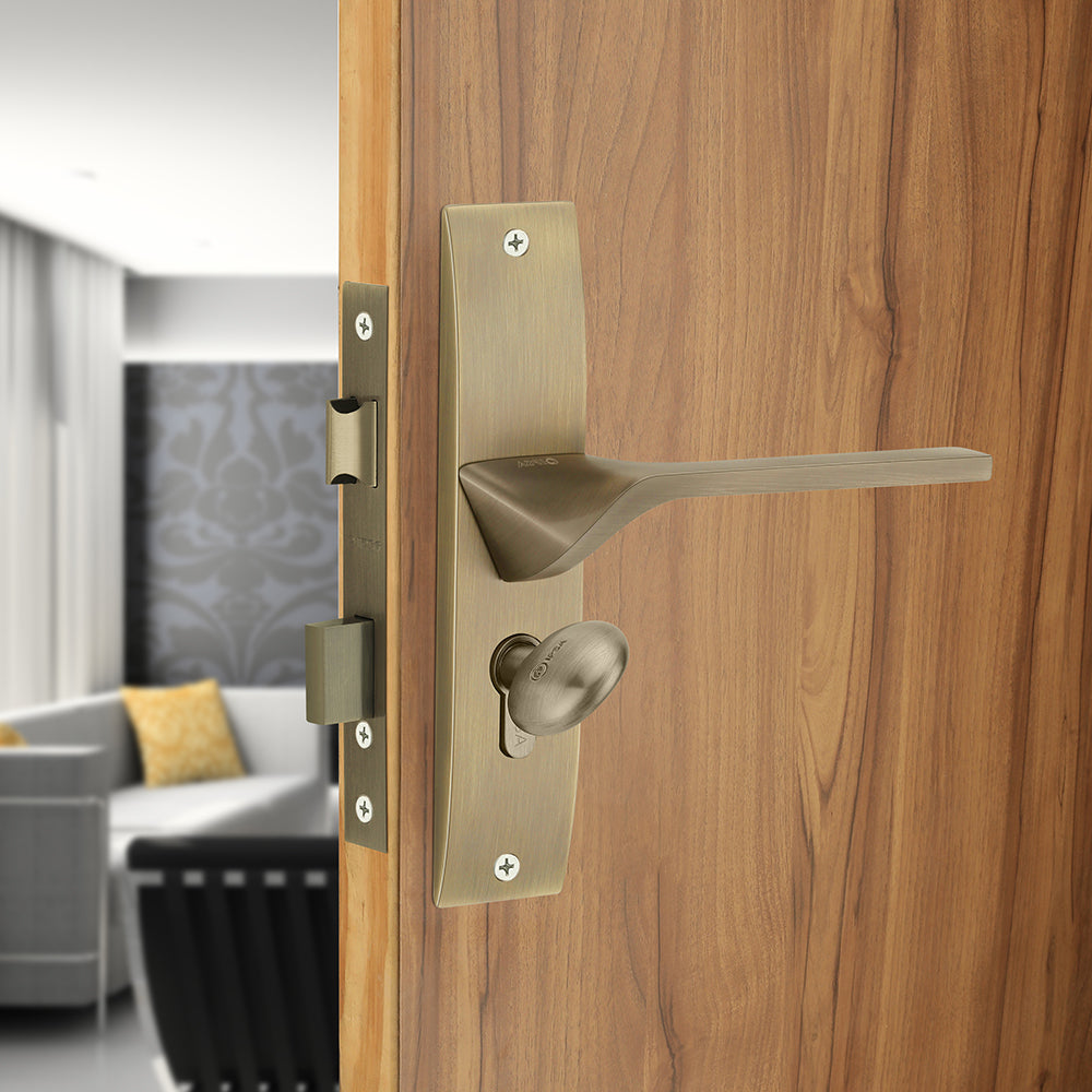 IPSA Camel Moderna Handle Series on 8" Plate CYS Lockset with 60mm Coin and Knob - Finish MAB